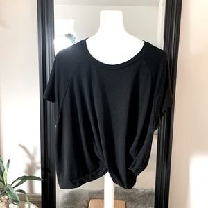 Black Short Sleeve Shirt With Side Knot